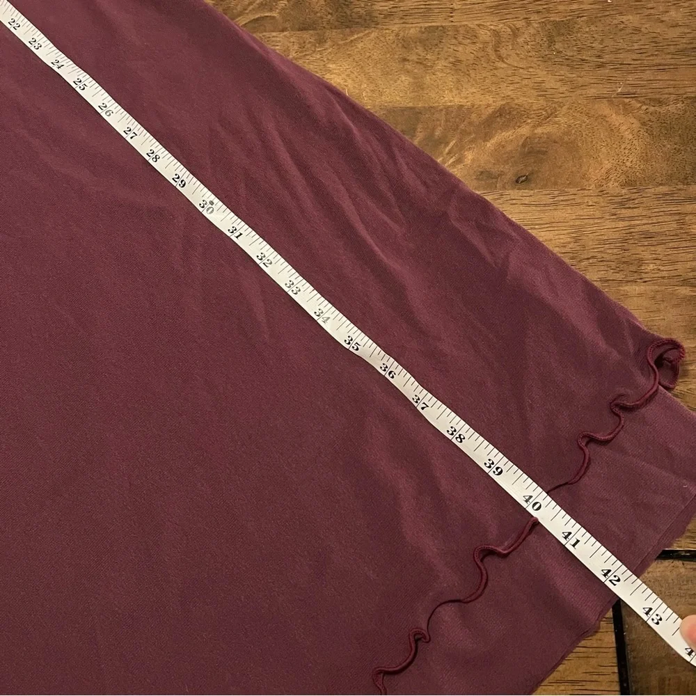 Free People Got Glam Mesh Slip Dress Midi Sleeveless Lettuce Trim Maroon L